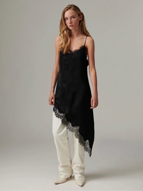 Day Birger Et Mikkelsen Dresses & Skirts - Day Birger et Mikkelsen Black Asymmetrical Lace-Trim Slip Dress NWT